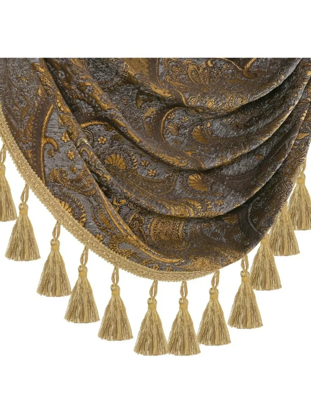 Antique Damask Waterfall Valance for Living Room, 110